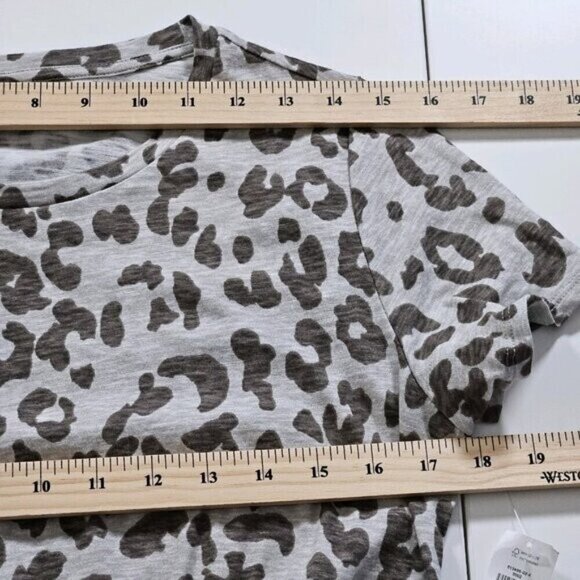 Old Navy Shirt Dress Womens M Beige Snow Leopard Cinched Waist SS Summer Cottage - Picture 5 of 16